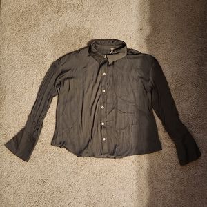 Free People Olive long sleeve Blouse